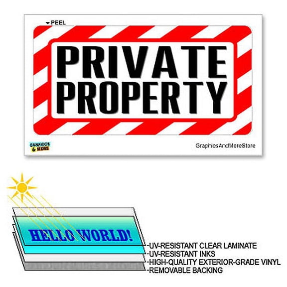Private Property - 12 in x 6 in - Laminated Sign Alert Warning Business Store Sticker