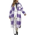 thumbnail image 2 of Kmbangi Women Coat Slit ?Plaid Printing Button-down Overcoat, 2 of 9