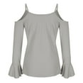 thumbnail image 4 of 2026 ! Womens asdoklhq Womens Plus Size Tops，Women's V-neck Casual Off Shoulder Strap Long Sleeve T-shirt Top Blouse, 4 of 9