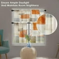 thumbnail image 3 of Orange Kitchen Curtains Grey Beige Window Curtains Valance and Tier Set, Contemporary Rod Pocket Short Tier Curtain, Abstract Art Small Cafe Curtains for Kitchen Decor 54" x 24", 3 of 6