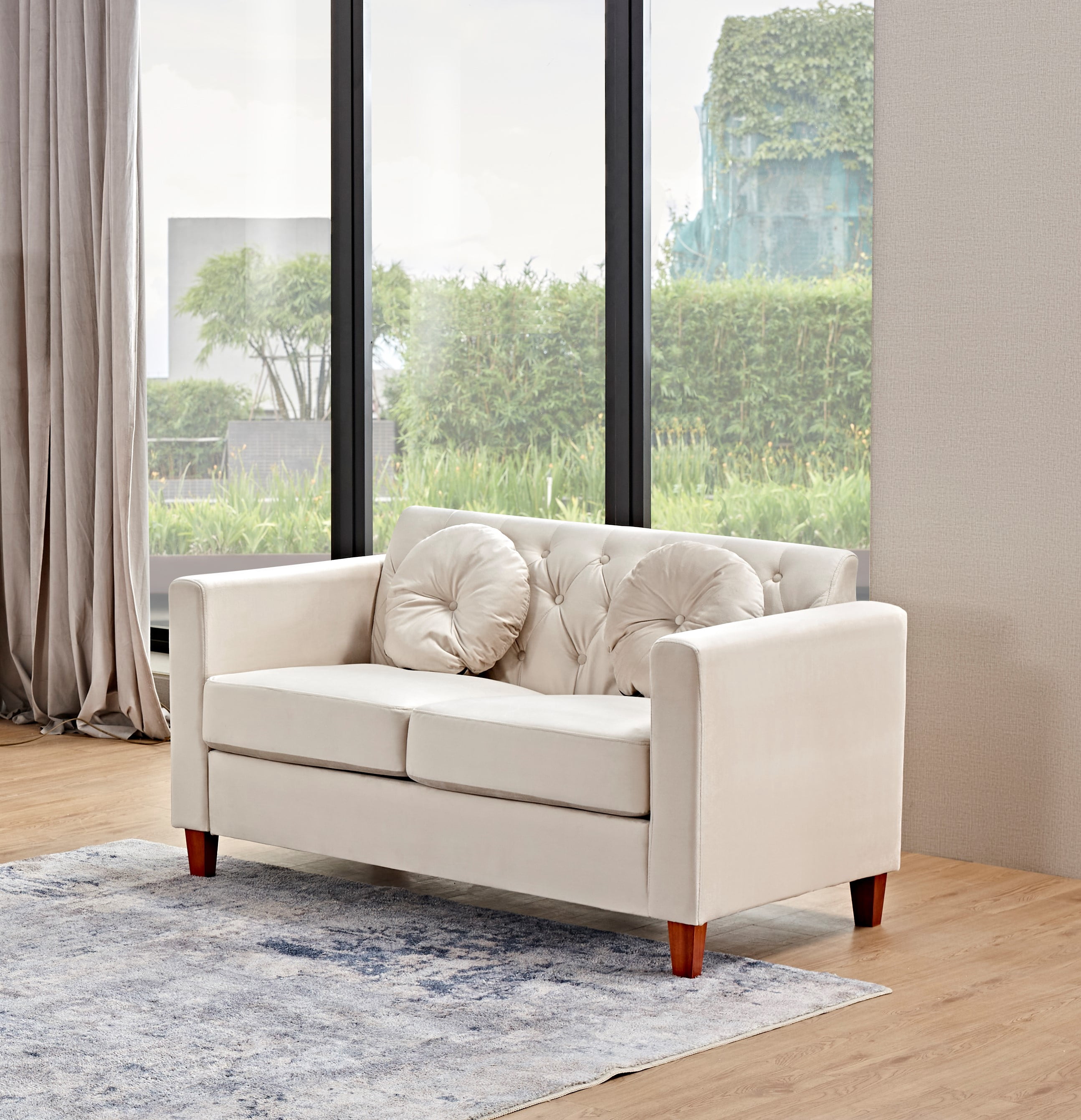 Uspridefurniture Cendejas 59'' Velvet Square Arm Loveseat -Beige