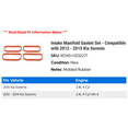 thumbnail image 2 of Intake Manifold Gasket Set - Compatible with 2012 - 2015 Kia Sorento 2013 2014, 2 of 2