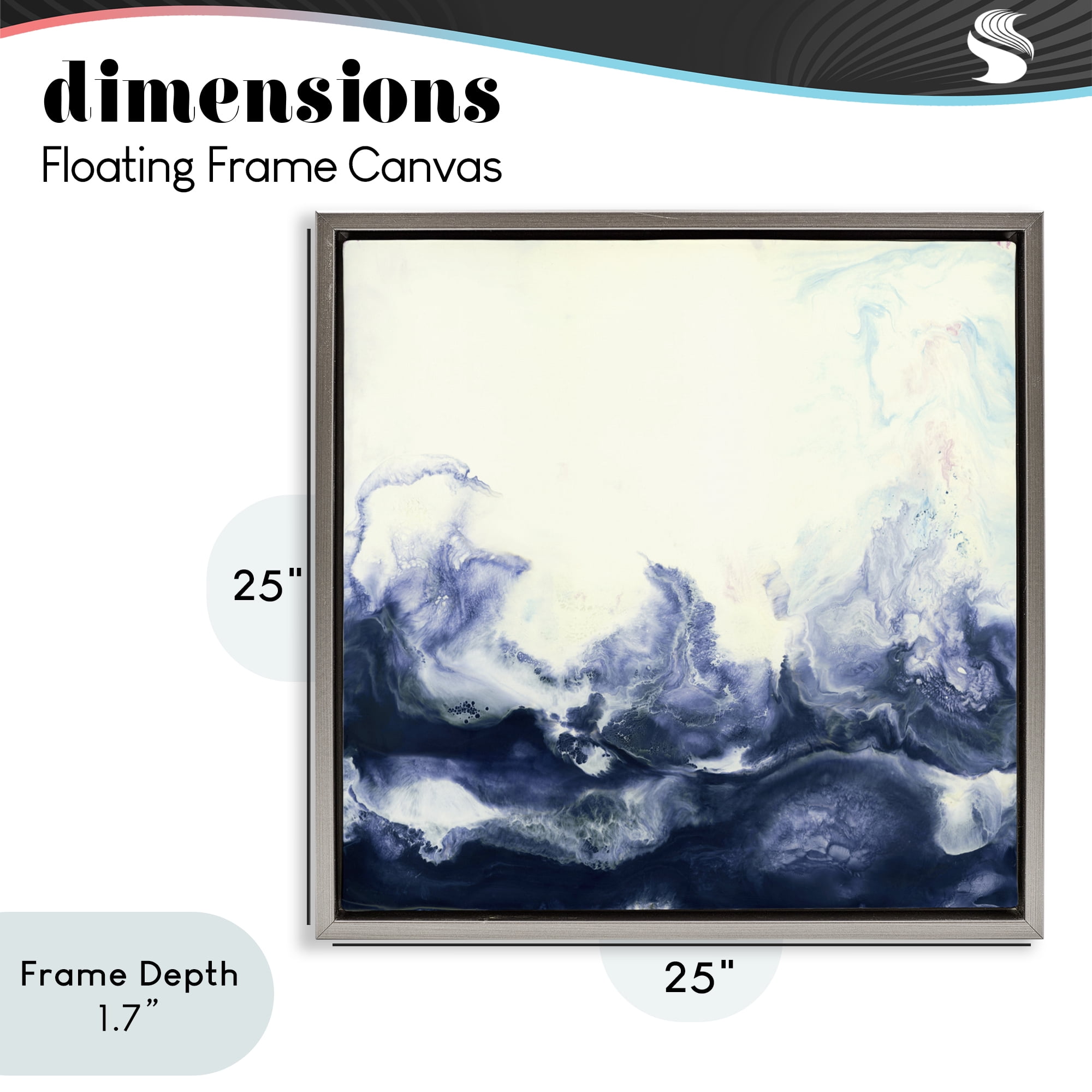 Stupell Industries Oceanic Fluid Swirl Gray Framed Floater Canvas Wall Art, design by Laura Van Horne