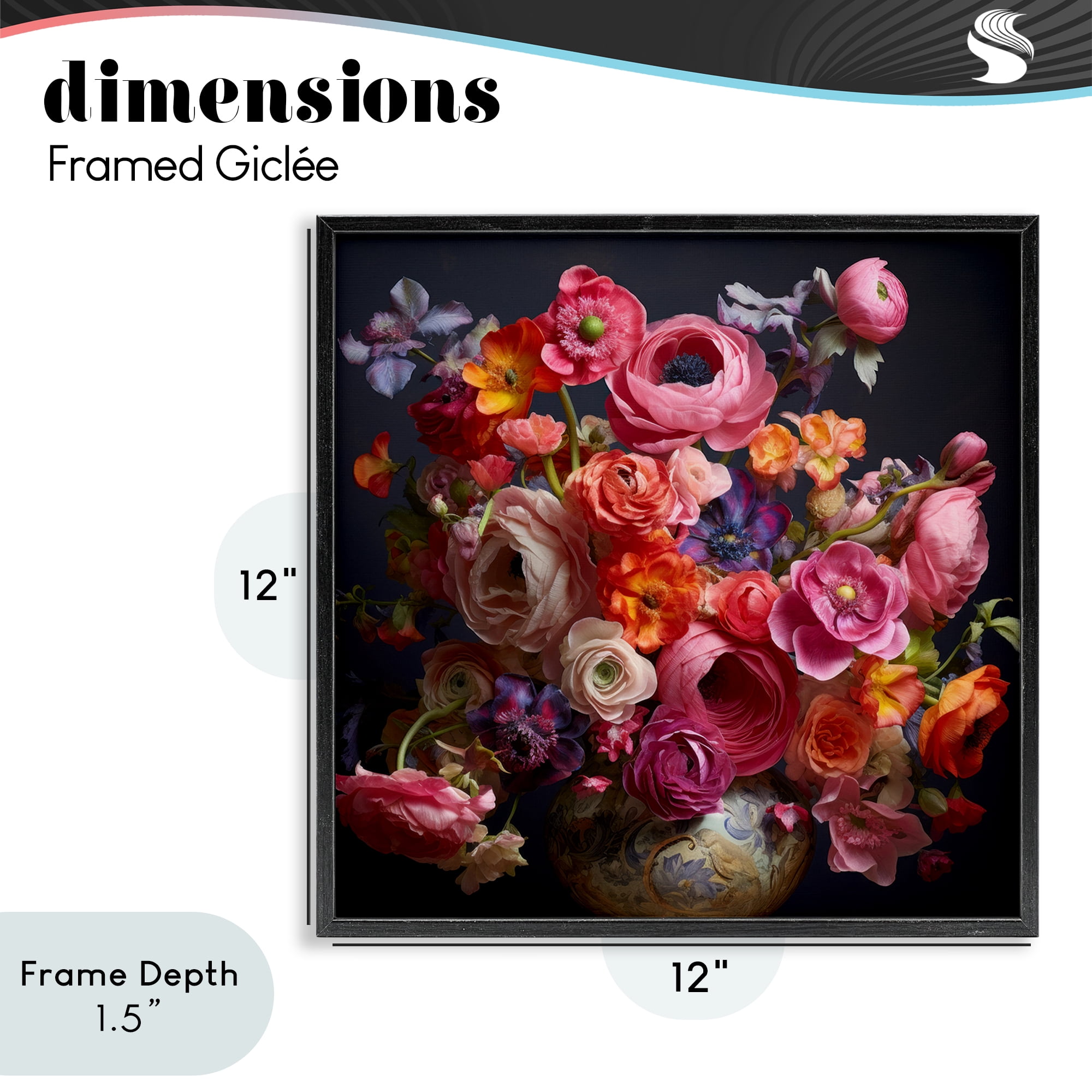 Stupell Industries Harmonious Composition of Florals Black Framed Giclee Art, design by Lazar Studio