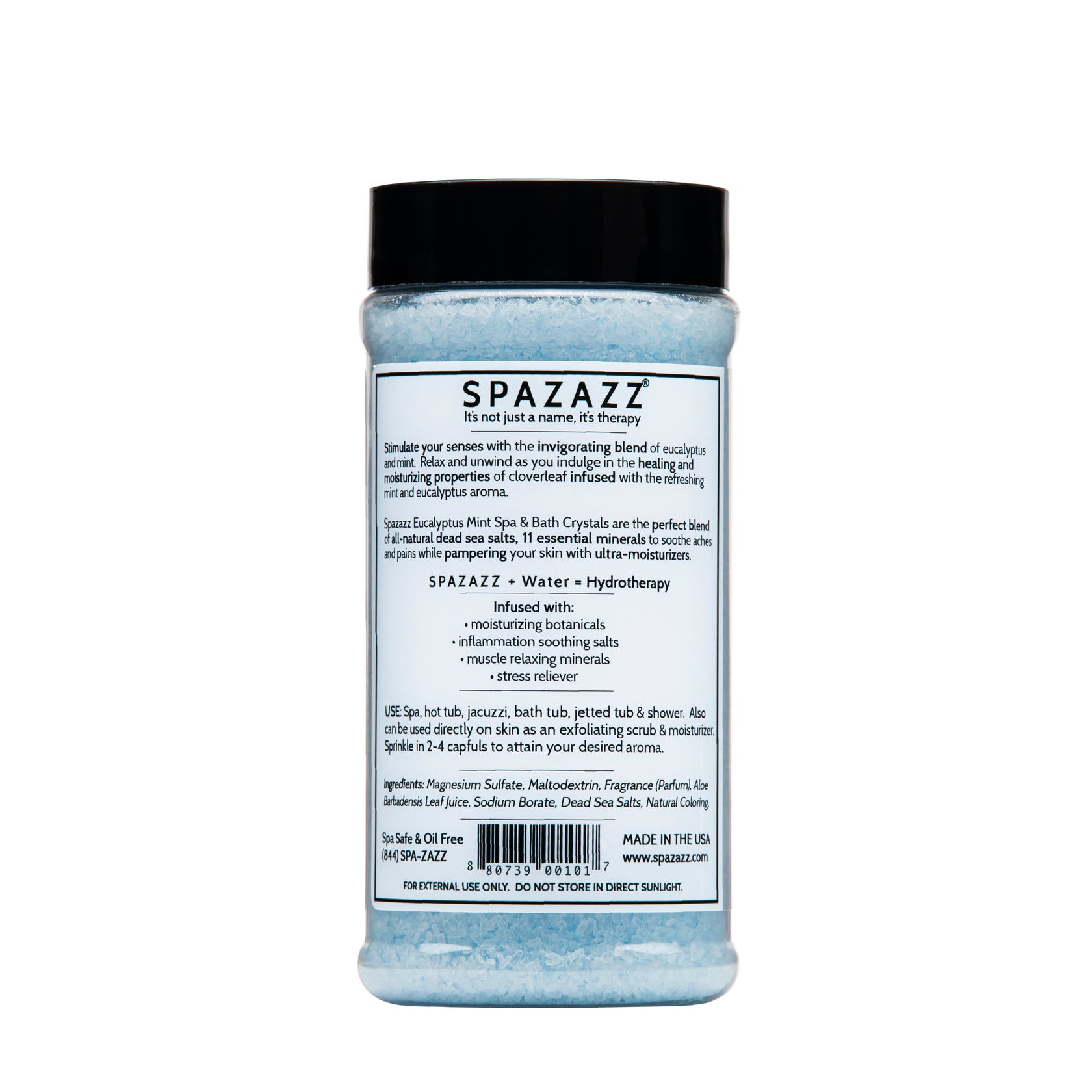 Spazazz Hot Tub Aromatherapy Bath Salt Crystals 3-Pack Bundle - Eucalyptus Mint Stimulate - Tropical Rain Revitalize - Honey Mango Arouse - Botanicals Collection Scents For Relaxing In Spas  (17 oz)