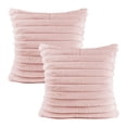 thumbnail image 1 of Funda de almohada decorativa de felpa de piel sintética de doble cara de 2 piezas para sofá, dormitorio, con rayas difusas, funda de almohada suave, funda de cojín, 1 of 5