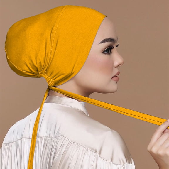 Mashaouyo Shawl Wrap Scarf for Women Women Casual Solid Color Multicolor Elastic Bandage Lace Up Bottom Muslim Hijab 1PC