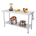 thumbnail image 2 of Superior NSF Stainless Steel Work Table - 60x24x35 Inch - Adjustable Undershelf, Heavy Duty, Rear Baffle, 5 Hooks, Curved Edge, For Kitchen, Home, Brewing, 2 of 8