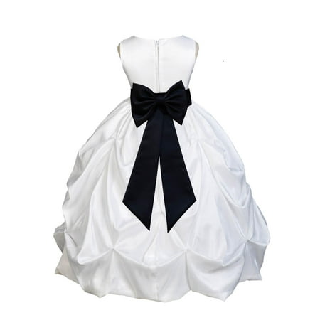 - Ekidsbridal Formal Satin Taffeta White Flower Girl Dress Bridesmaid Wedding Pageant Toddler Recital Holiday Communion Birthday Baptism Occasions 301T