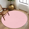 thumbnail image 3 of Light Pink Round Rugs 5ft, Farmhouse Solid Pink Color Modern Art Non Slip Washable Rug Runner, Low Pile Indoor Floor Carpet Mat Bathroom Rugs for Living Room, Bedroom, Kids Room, 3 of 9