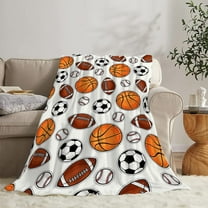 Sports Ball Blanket Basketball Baseball Football Soccer Throw Blanket Warm Cozy Fleece Sports Gifts Blanket for Boys Girls Kids Teens Fans 60"X80"