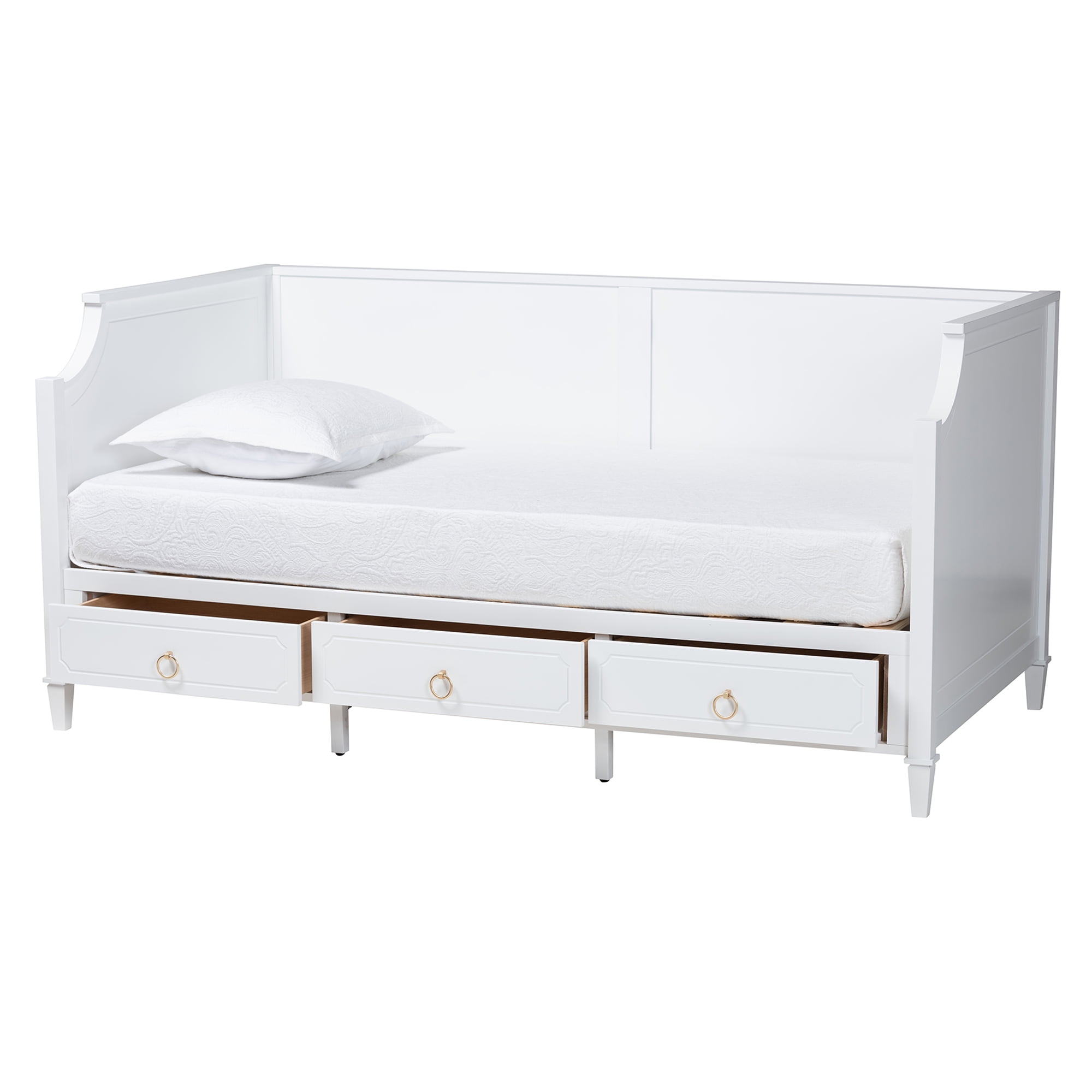 Baxton Studio Lowri Classic and Traditional White Finished Wood Twin Size 3-Drawer Daybed