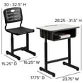 thumbnail image 6 of Flash Furniture Nila 23.625" W Adjustable Height Student Desk and Chair Gray 3 Pack (3YUYCX04609010), 6 of 9