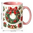 thumbnail image 7 of Novryn Christmas Coffee Mug, 2D Ceramic Cup With Raised Wreath Design for Coffee and Milk, 10 oz, Pink, 7 of 7