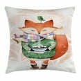 thumbnail image 1 of Animal Throw Pillow Cushion Cover, Cute Little Fox and Bird on His Head Tea Time Kids Nursery Friends Baby Theme, Decorative Square Accent Pillow Case, 16 X 16 Inches, Green Orange, by Ambesonne, 1 of 2