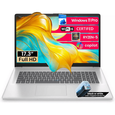 HP 17 inch Laptop with AI Copilot, 17.3" FHD Business and Students PC, AMD Ryzen 5 7430U, Windows 11 Pro, Numeric Keypad, Wi-Fi 6 (16GB RAM | 512GB SSD)