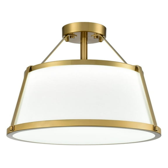 Drum Ceiling Light Semi Flush Mount Gold Finish Dimmable LED Light