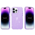 thumbnail image 3 of Glitter Clear Case for iPhone 15 Pro Max, Shining Sparkle TPU Military Grade Shockproof Cover Full Coverage Non-Yellowing Anti-Scratch Translucent Slim Lightweight Case, Purple, 3 of 7