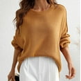 thumbnail image 4 of Womens Fall Fashion 2726 Fall Sweaters for Women Long Sleeve Crewneck Solid Color Women Knit Sweaters Pullover with Side Shirring, 4 of 7