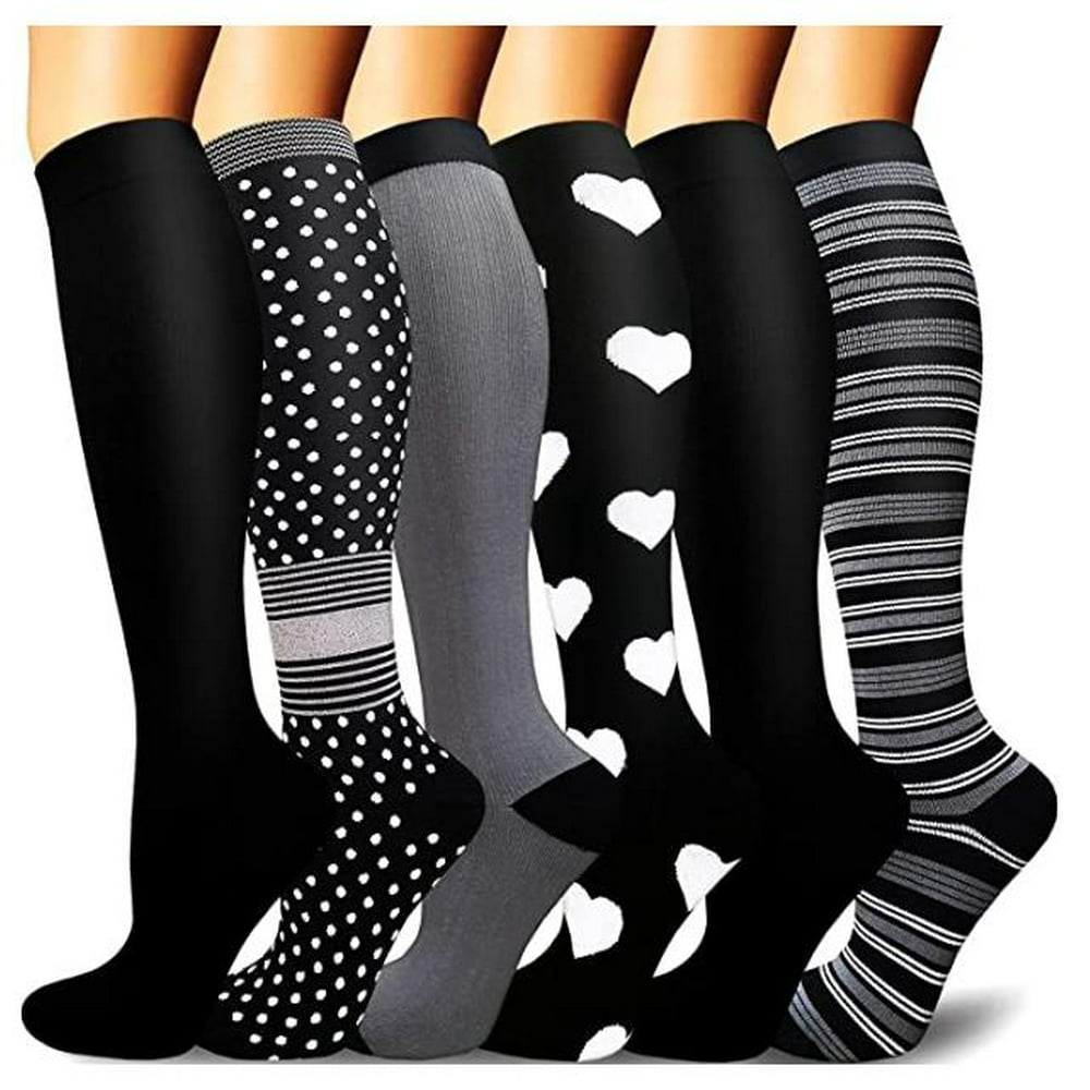 6 -Pair Compression Socks 20-30mmHg For Women and Men Knee High - Best ...