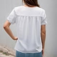 thumbnail image 6 of PNTUTB Summer Women's Casual Solid Color Lace Trimmed Patchwork V Neck Pullover Loose Short Sleeve T Shirts, 6 of 6