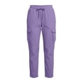 thumbnail image 4 of TtopsQueen Women Cargo Jogger Pants, Elastic Waist Drawstring Cropped Trousers with Multi Flap Cargo Pockets, Lightweight Outdoor Hiking Travel Bottoms Purple,L, 4 of 6
