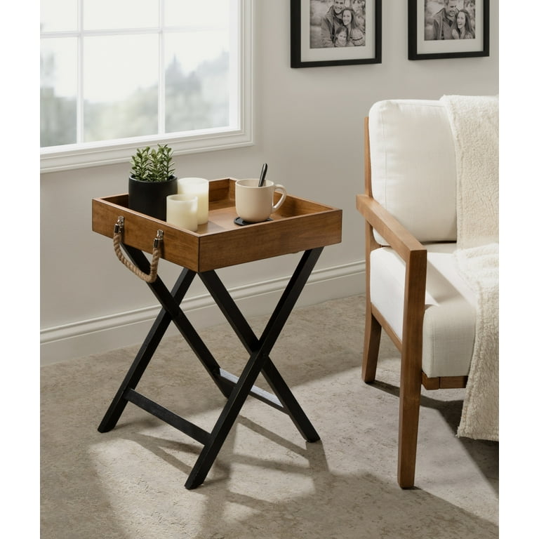 Kate and Laurel Bayville Wooden Tray Table 17x17x24 Brown