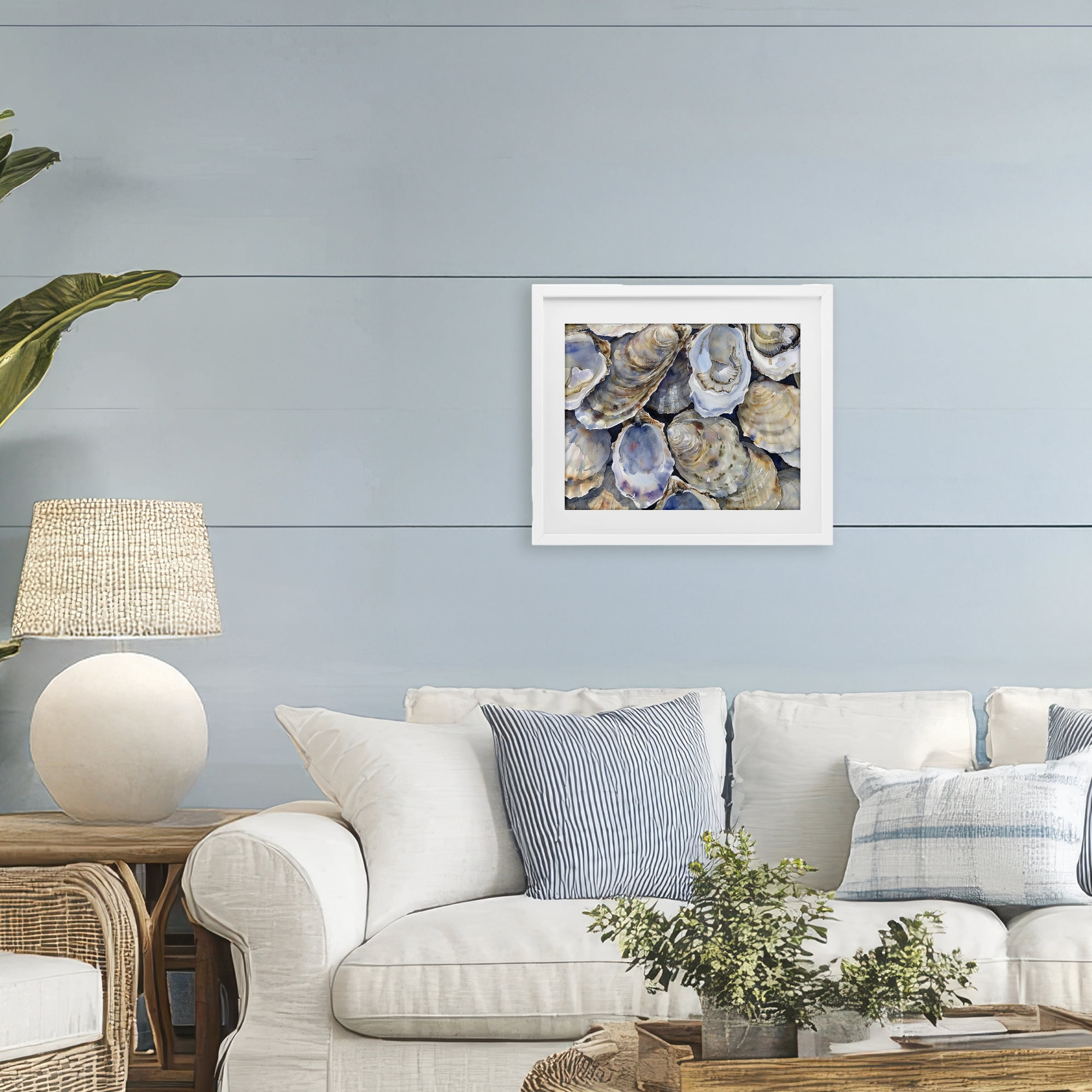 Stupell Industries Oyster Shellabration Pile White Framed Print Under Glass, design by Heidi Kuntz