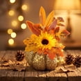 thumbnail image 6 of Taylonsss Glitter Pumpkin Dahlia Fall Arrangement, Artificial Autumn Leaf Centerpiece Decor, Thanksgiving Halloween Tabletop Accent, Seasonal Harvest Mantel Shelf Display, 6 of 9