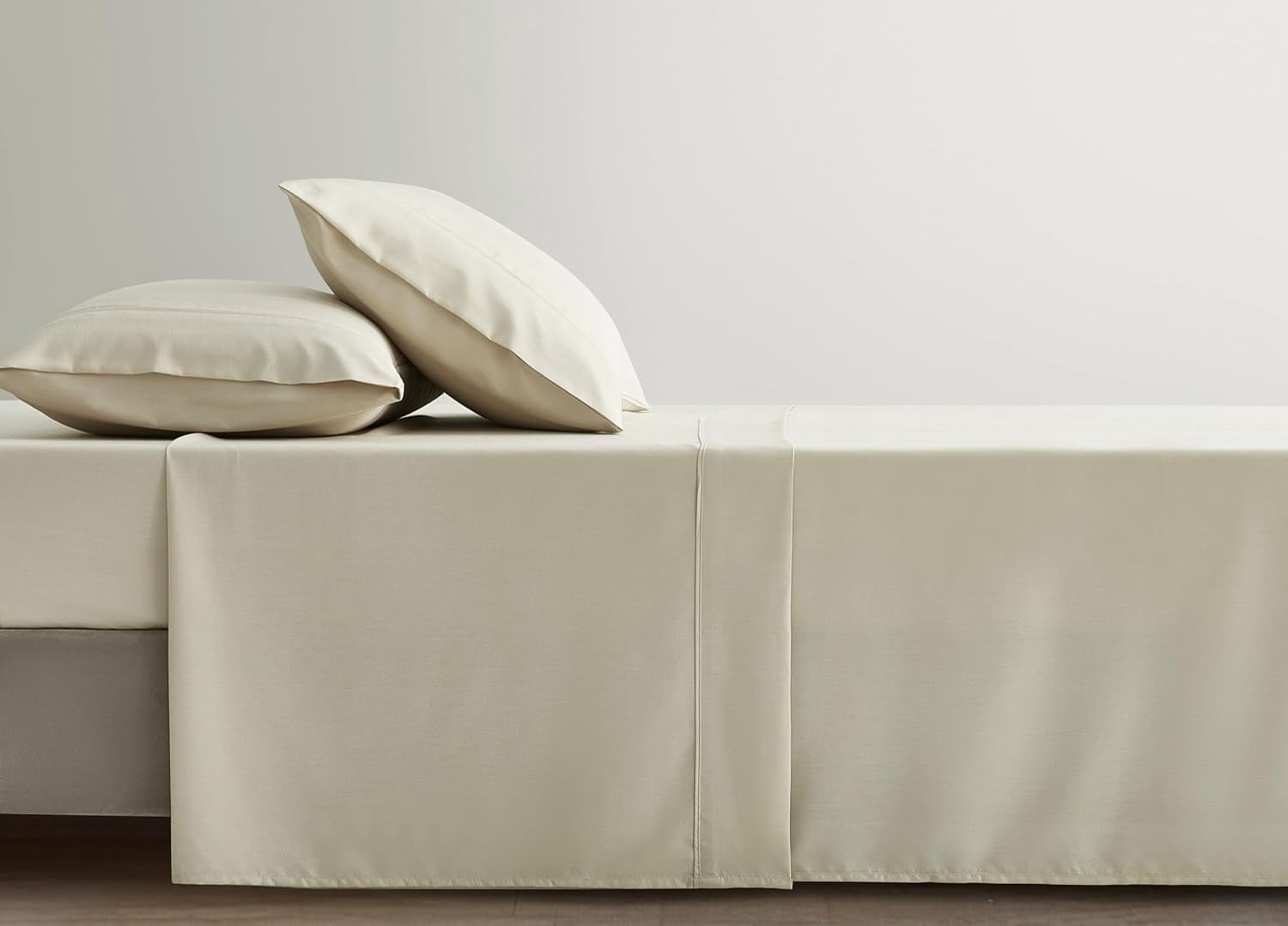 Chezmoi Collection 4-Piece Stone Washed King Sheet Set, Rayon Derived from Bamboo & Polyester Blended, Breathable & Cooling 15-Inches Deep Pocket Sheets & Pillowcases Set, Sand