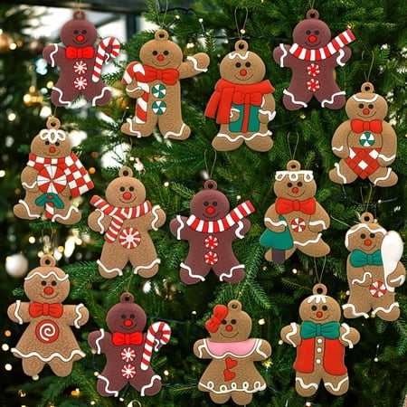 Ayieyill 14Pcs Christmas Ornaments Gingerbread Christmas Tree Decorations Holiday Decor (Classic)
