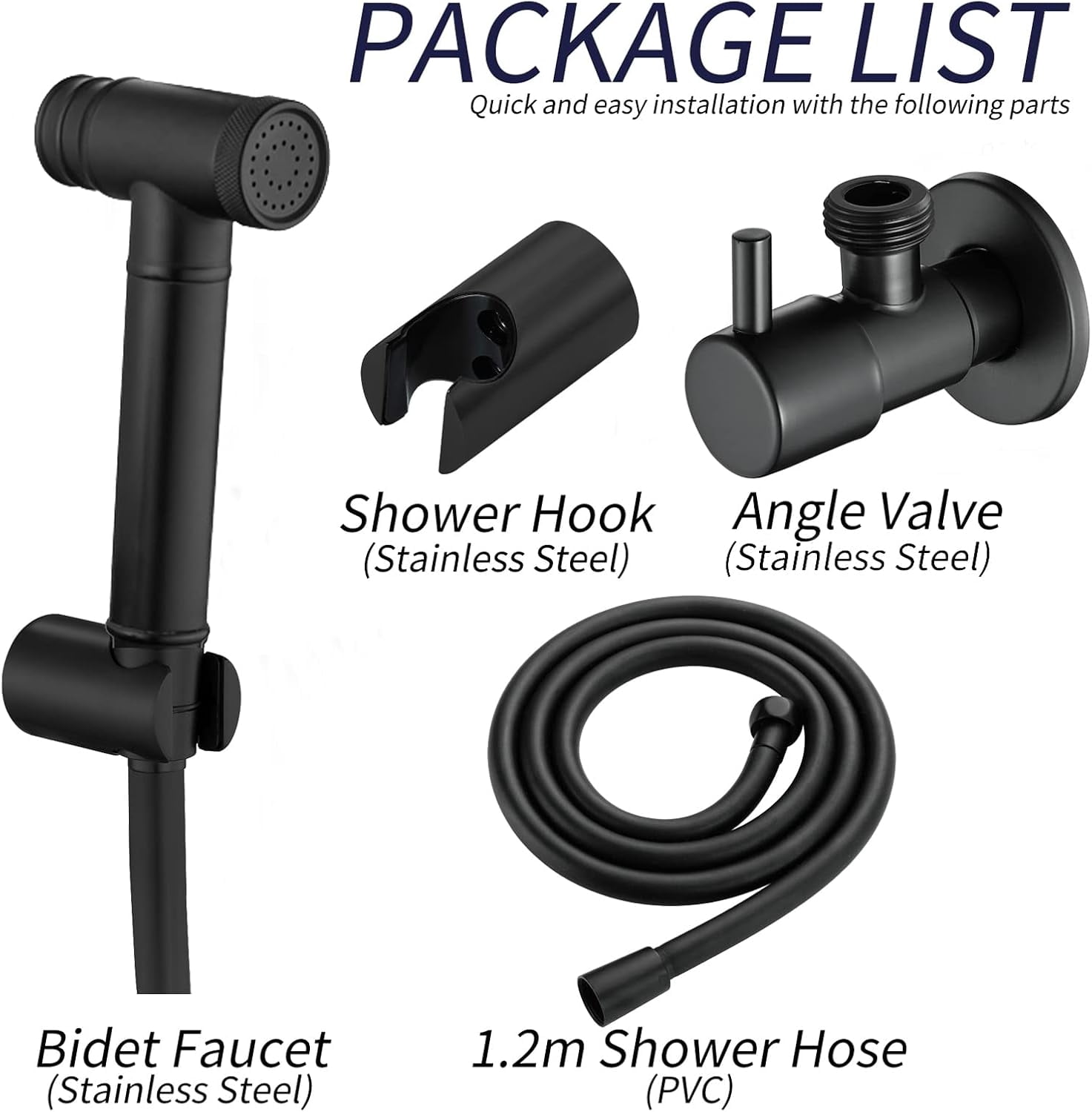Handheld Bidet Sprayer for Toilet, Brass Cloth Diaper Sprayer, Attachment Bathroom Accessories for Feminine Hygiene, Cloth Diaper and Pet Wash,Black