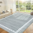 thumbnail image 5 of Garvee 9ftx12ft Area Rug Modern Bordered Solid Rug with Non Slip Backing, Washable Rug Contemporary Neutral Minimalist Carpet for Living Room Bedroom Dining Room, Gray, 5 of 8