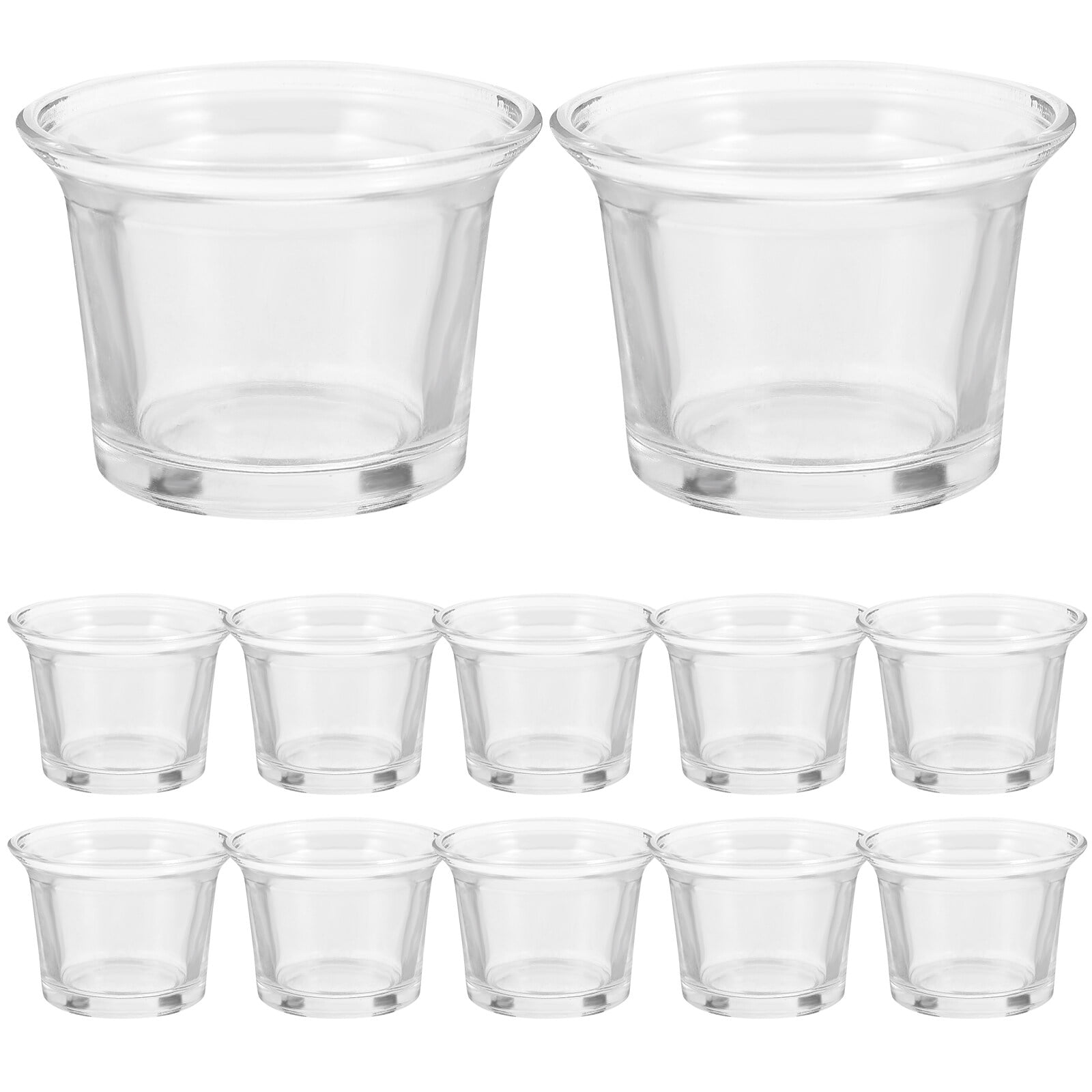 HOMEMAXS 12pcs Glass Candle Cups Clear Candle Holder Votive Candle