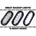 thumbnail image 3 of Red Hound Auto 6 inch Oval 2 Pack Clear/White LED Reverse Back Up Lights Flush Mount Trailer Truck DOT Compliant Pair Includes Deluxe Kit with Grommets, Connectors and Ties, 3 of 7