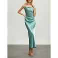 thumbnail image 2 of Gupgi Robe Longue Moulante pour Femmes Couleur Unie Bretelles Spaghetti Col Bénitier Sans Manches Dos Nu, 2 of 8