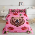thumbnail image 2 of Feelyou Cartoon Bear Teens Queen Comforter Set, Kawaii Farmhouse Animal Bedding Sets, Romantic Rose Flower Reversible Bedding Comforter Set, Breathable Home Decor, 3 Pieces, 2 of 8