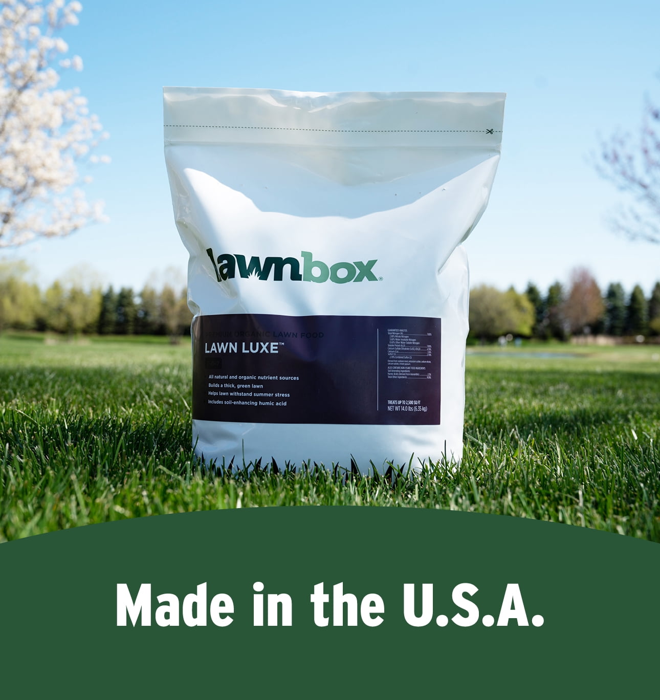 Lawnbox Lawn Luxe 7-0-7 100% Organic Summer Grass Fertilizer 28 lb Bag Covers 5,000 Sqft