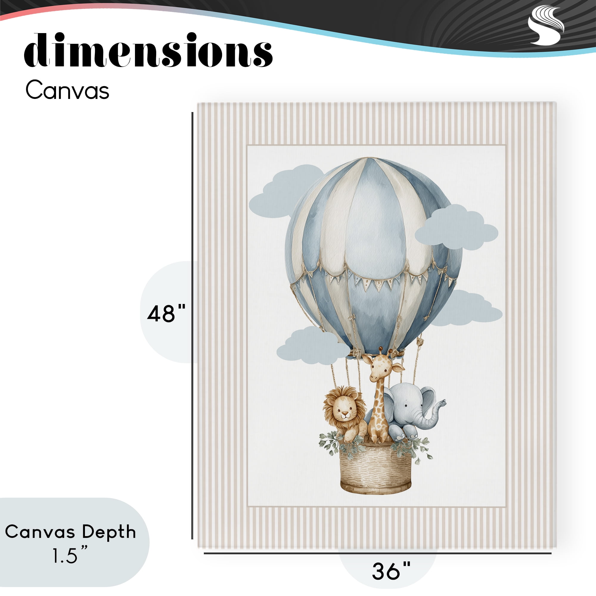 Stupell Industries Hot Air Balloon Animals Canvas Wall Art, design by Christine Simpson Art
