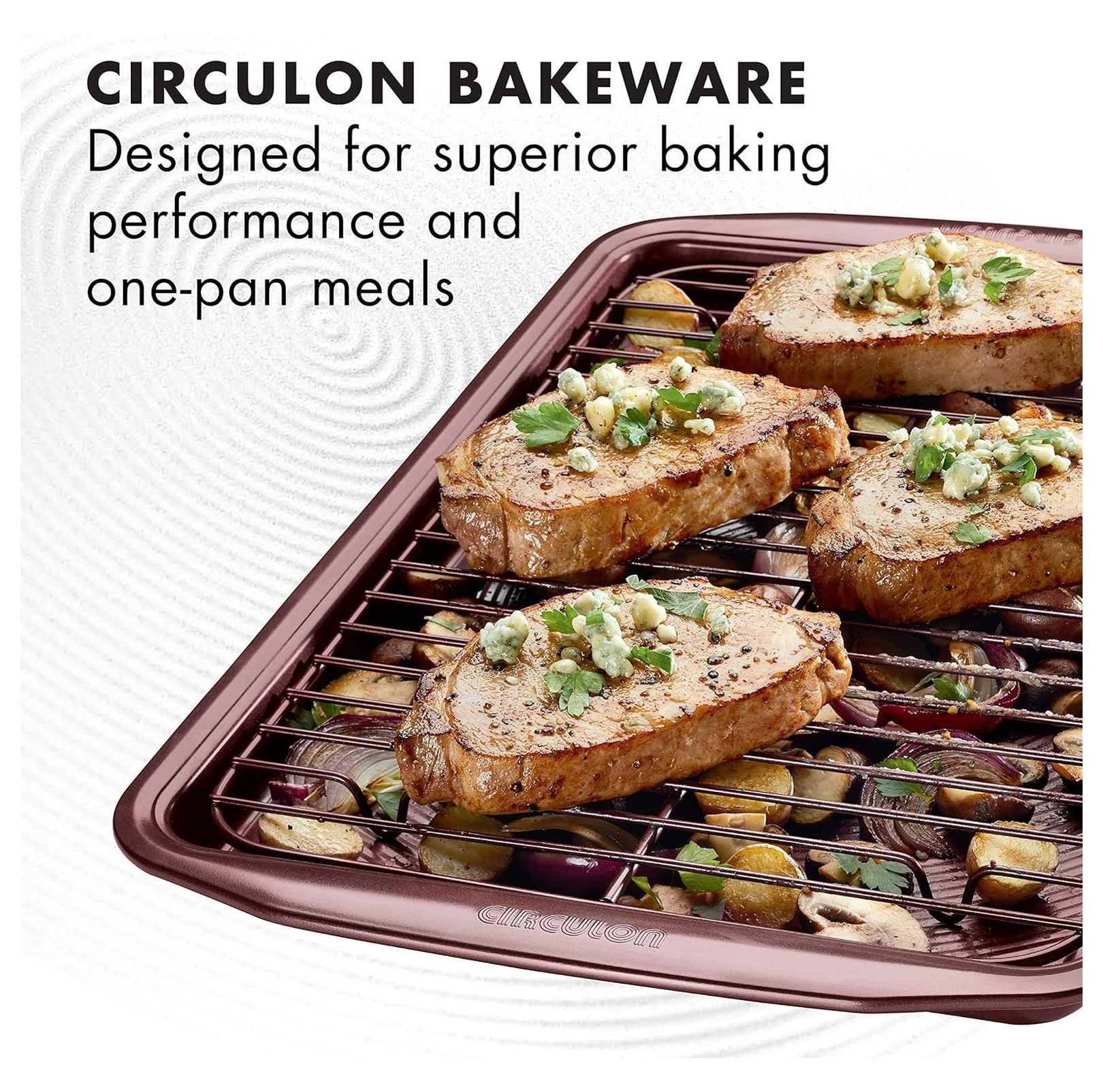 Nonstick Bakeware Set, Nonstick Cookie Sheet / Baking Sheet with Cooling Rack - 2 Piece, Merlot Red