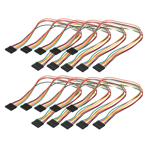 Uxcell Female to Female 6Pin Breadboard Jumper Wire 2.54mm Single Row 30cm for Breadboard Electronic Projects,10 Pcs