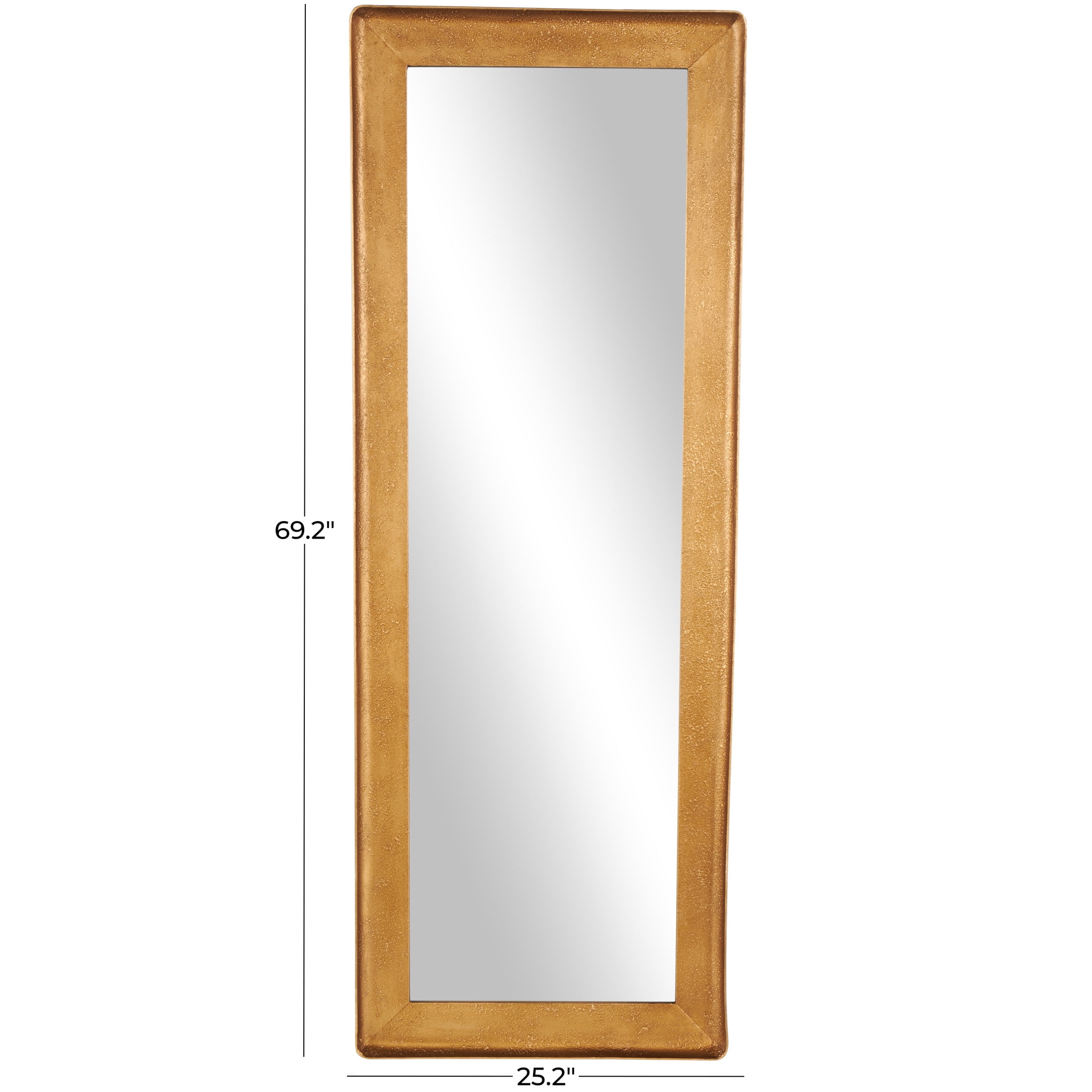 DecMode 25" x 69" Gold Wall Mirror with Textured Frame
