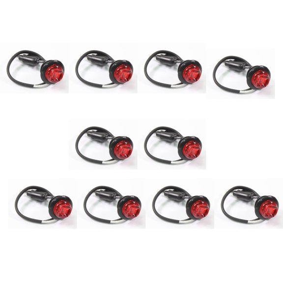 Set of 10 3/4" Red Round Bullet Clearance Side Marker Truck Trailer RV Mini LED Lights