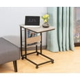 thumbnail image 3 of JJS Side End C Table with Magazine Holder for Sofa, Living Room Couch Table Snack Table That Slide Under for Small Spaces, Cement/Black, 3 of 7