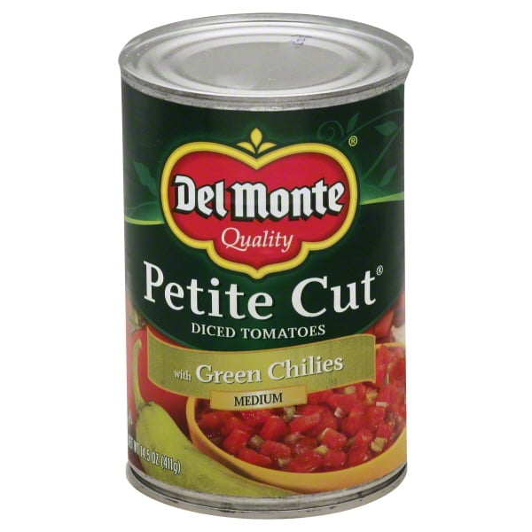 (6 Pack) Del Monte Petite Cut Medium Diced Tomatoes With Green Chilies
