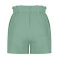 thumbnail image 5 of Linen Shorts for Women, Summer Casual Wide Leg Short Pants with Pockets, Loose High Waist Drawstring Dressy Beach Shorts Green XL, 5 of 6