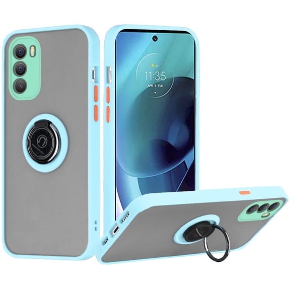 Bemz Hybrid Case for Moto G Stylus 5G 2022 (Magnetic Mount Ring Holder Cover) - Light Teal Blue