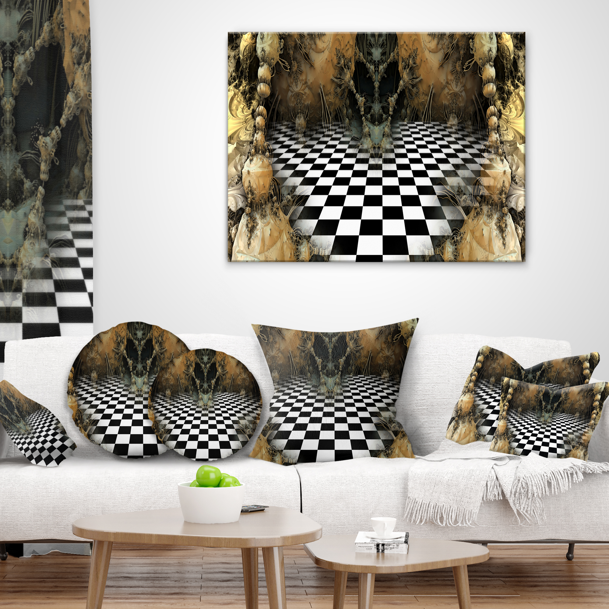 Designart Geometric Composition Wide View - Contemporary Throw Pillow - 12x20