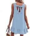 thumbnail image 5 of Afuyipoi Womens 100% Cotton Sleeveless Round Neck Backless Tie Dress, Loose Casual Solid Color Knee-Length Dress, Soft Breathable Summer Vacation Dress For Women Blue Size S, 5 of 8