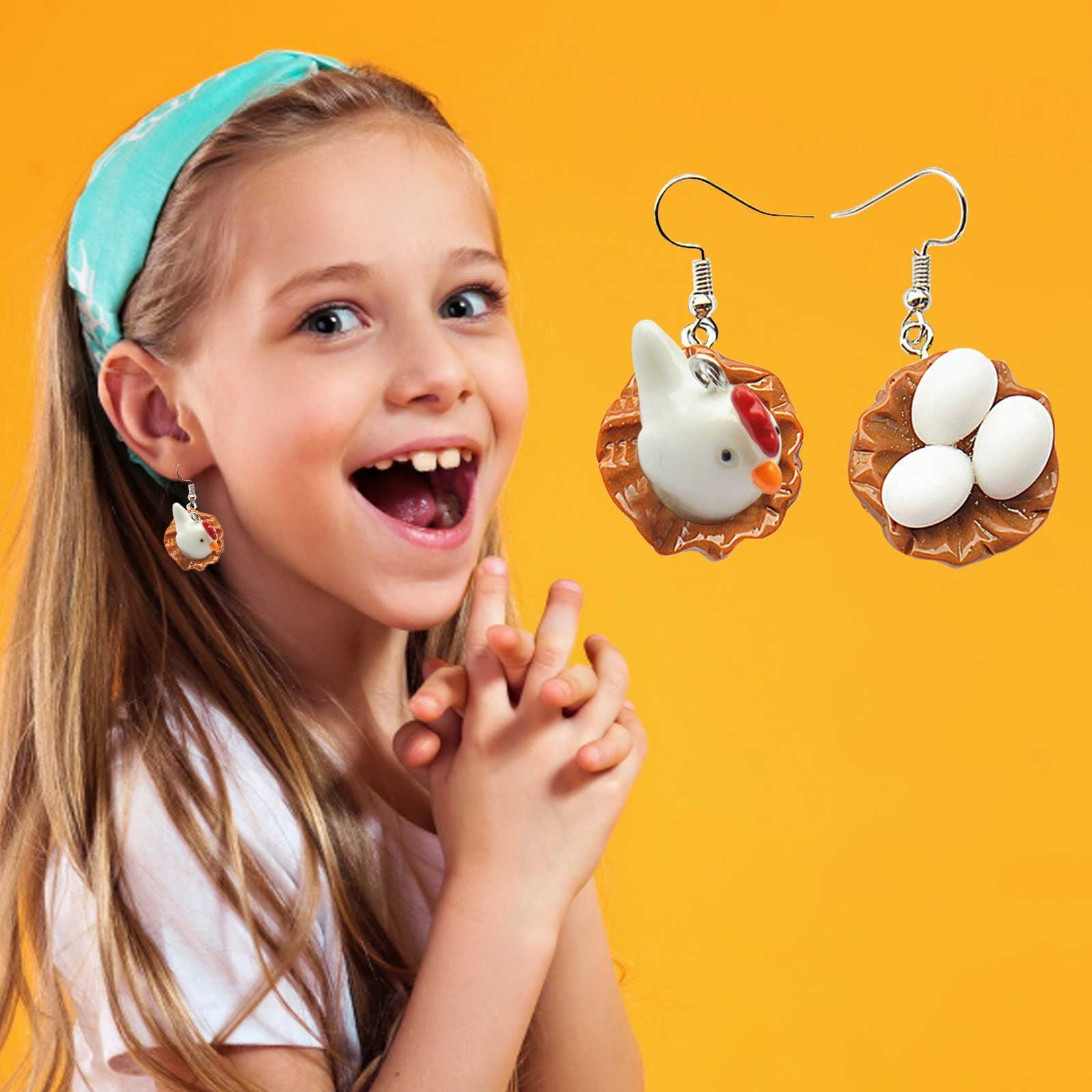 10 pairs* Unique Earrings For Women Children's Fun Creative Cartoon Earrings  Personality Funny Chicken Egg Stereoscopic Cute Children's And Girls'  Earrings Random Color 